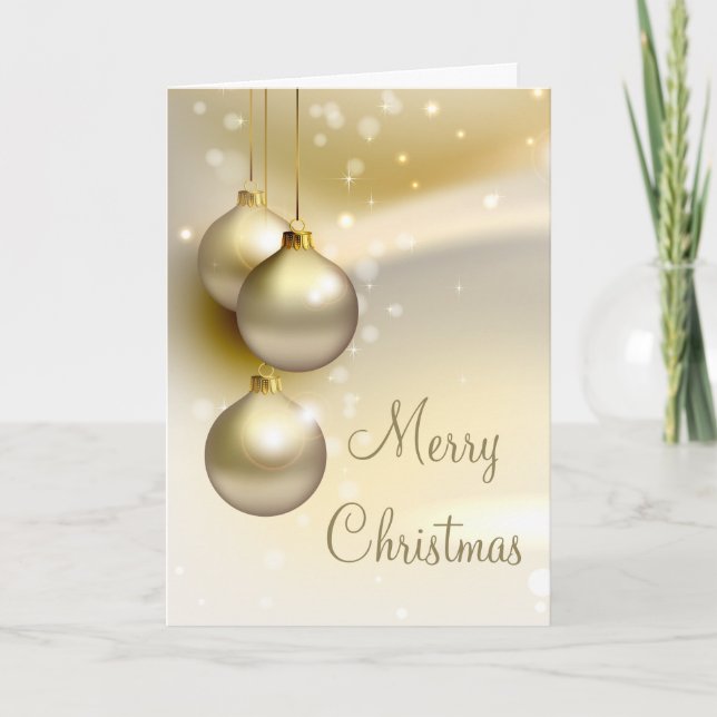 Gold Christmas Balls on Gold Holiday Card (Front)