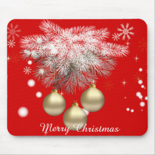 Gold Christmas Balls & Silver Pine Christmas Mouse Pad