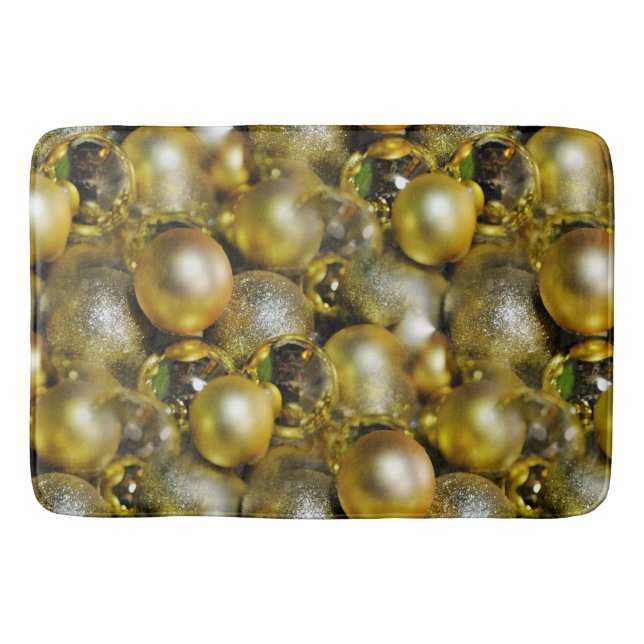 Gold Christmas Baubles Bath Mat (Front)