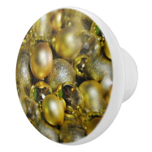 Gold Christmas Baubles Ceramic Knob