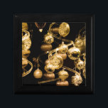 Gold Christmas Baubles Gift Box<br><div class="desc">Gold Christmas baubles and spiral pattern on Christmas gifts and accessories.</div>