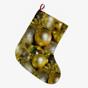 Gold Christmas Baubles Large Christmas Stocking