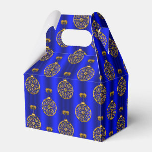 Gold Christmas Baubles on Blue Favor Box