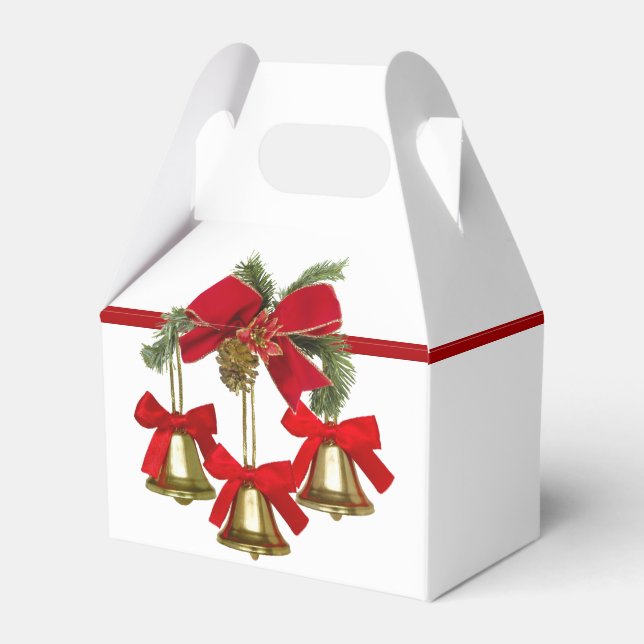 Gold Christmas Bells Favor Box (Front Side)