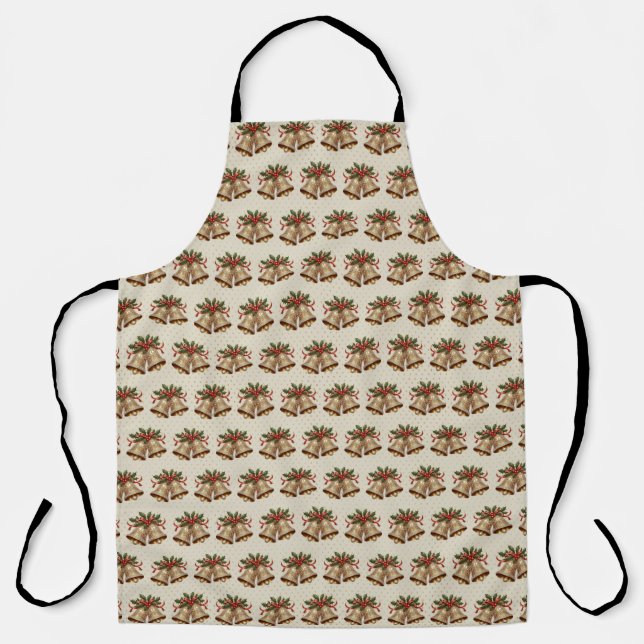 Gold Christmas Bells Holiday Apron (Front)