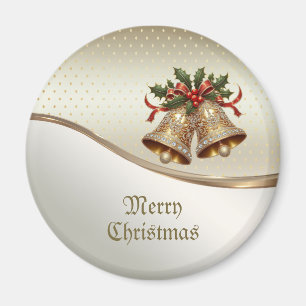 Gold Christmas Bells Holiday Magnet