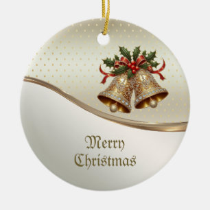Gold Christmas Bells Holiday Ornament