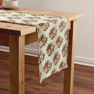 Gold Christmas Bells Holiday Table Runner