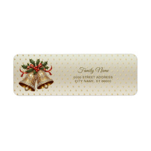 Gold Christmas Bells Return Address Label