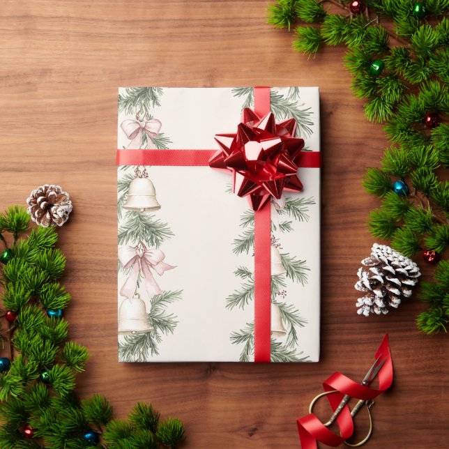 Gold Christmas Bells Wrapping Paper (Holiday Gift)