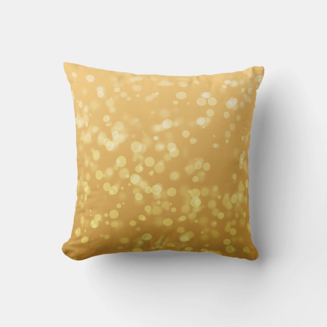Gold Christmas Bokeh Pattern Throw Pillow (Front)