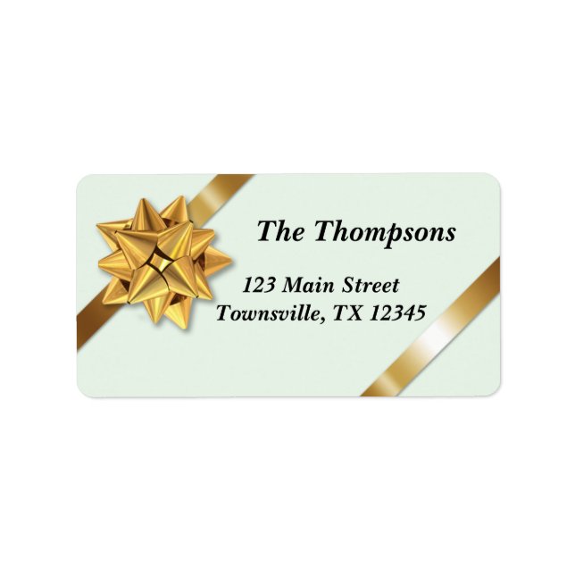 Gold Christmas Bow and Ribbons Label (Front)