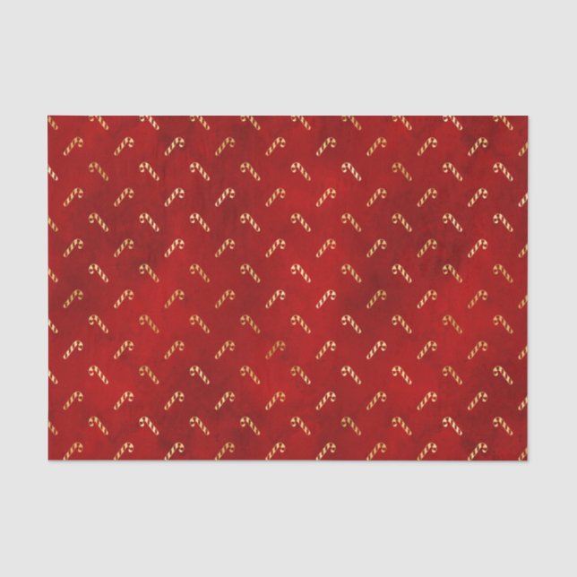 Gold Christmas Candy Canes on Red Tissue Paper (Front)