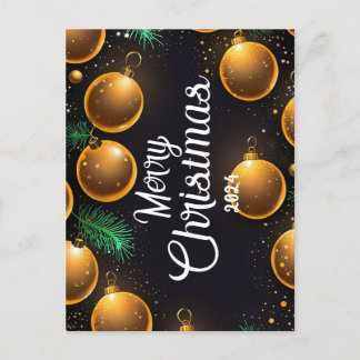 Gold Christmas - Cartes Pour Fêtes Annuelles  Holiday Postcard