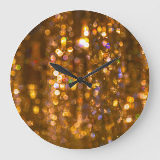 Gold Christmas: Defocused Abstract Background Large Clock