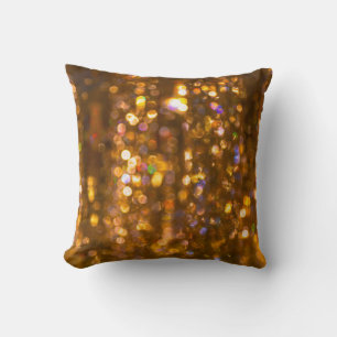 Gold Christmas: Defocused Abstract Background Throw Pillow