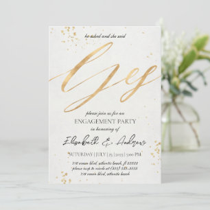 Gold Christmas Engagement Party Invitations