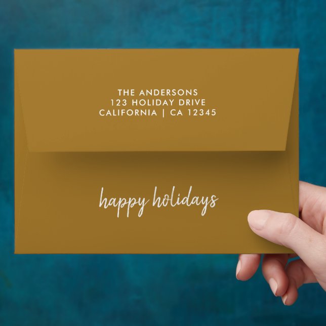 Gold Christmas Envelope | Happy Holidays Mail (Hand)