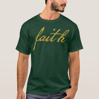 Gold Christmas Faith Minimal Typography T-Shirt