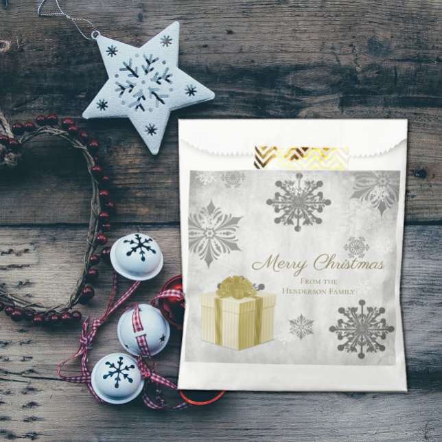 Gold Christmas Gift Favour Bag (Gold Christmas Gift Favor Bag)