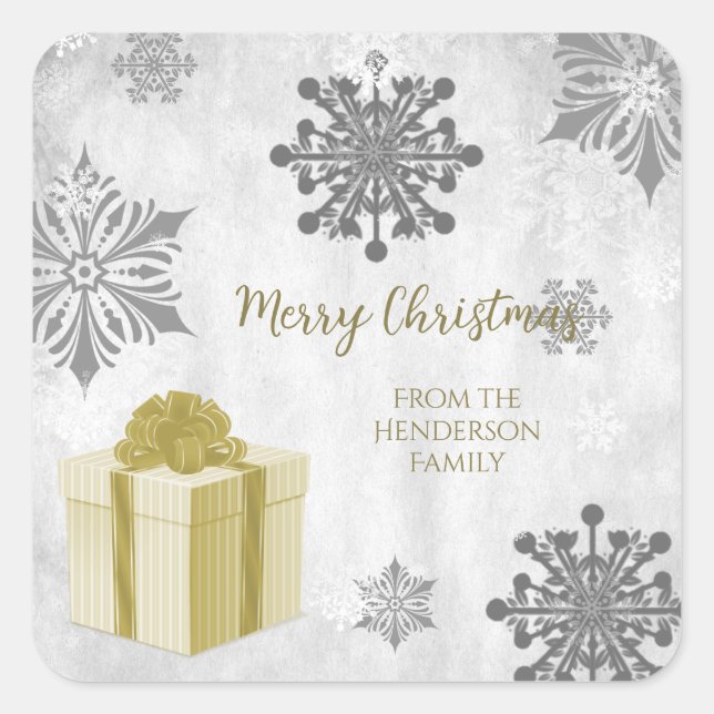 Gold Christmas Gift Sticker (Front)