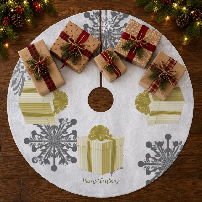 Gold Christmas Gift Tree Skirt (Gold Christmas Gift Tree Skirt)