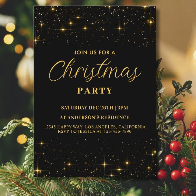 Gold Christmas Holiday Party Baubles Festive Invitation (Creator Uploaded)