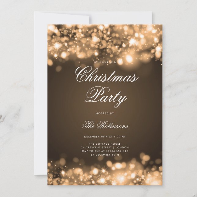 Gold Christmas Lights Invite Program & Menu (Front)