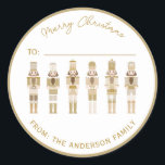GOLD CHRISTMAS NUTCRACKER GIFT STICKER<br><div class="desc">Elegant Gold and Beige Nutcrackers colection</div>