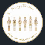 GOLD CHRISTMAS NUTCRACKER GIFT STICKER<br><div class="desc">Elegant Gold and Beige Nutcrackers colection</div>
