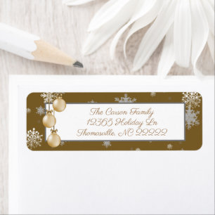 Gold Christmas Ornaments Address Label