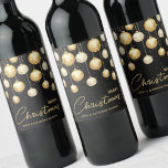 Gold Christmas Ornaments Black Wine Label<br><div class="desc">Elegant gold and white Christmas tree ornaments on a black background,  personalize these wine bottle labels to give as gifts or to serve at your holiday dinner party,  corporate Christmas party,  holiday wedding engagement party and more. MATCHING items in our collection.</div>
