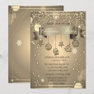 Gold,Christmas Ornaments Company Christmas Party Invitation