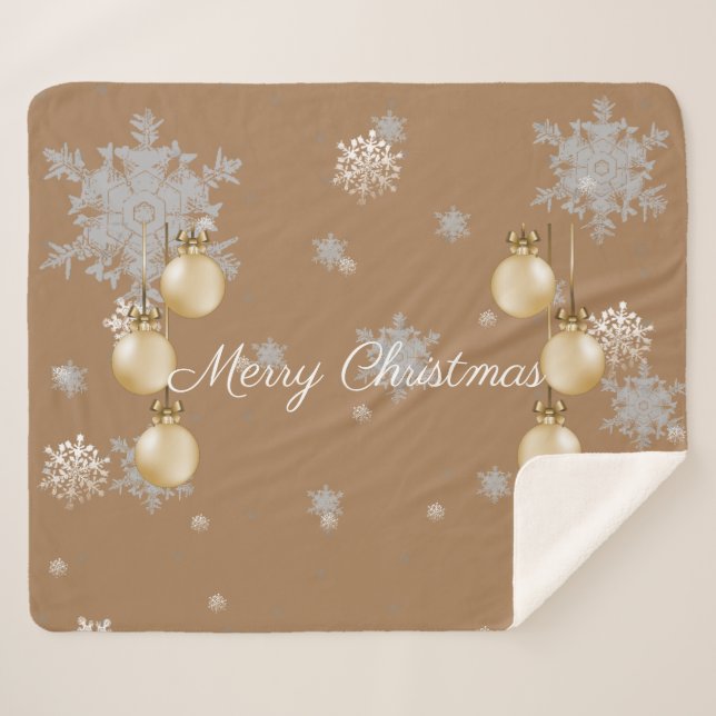 Gold Christmas Ornaments Sherpa Blanket (Front (Horizontal))
