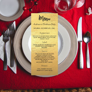 Gold Christmas party dinner menu card