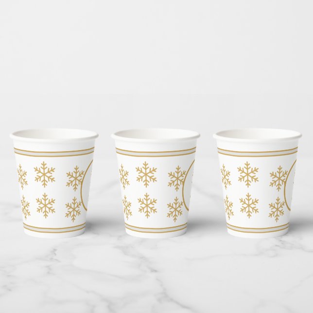 Gold Christmas Party Paper Cups (Multi)