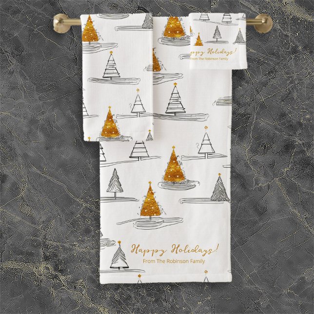Gold Christmas Pattern#5 ID1009 Bath Towel Set (Creator Uploaded)