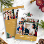 Gold Christmas Photo Collage Holiday Card<br><div class="desc">This cute and unique holiday nutcracker Gold Merry Christmas photo holiday card features hand-painted watercolor nutcracker toy soldiers around a beautiful tree with text and a photo for personalizing. The back includes additional text for adding a special message and 2 photos. (Easily remove the QR code from the back by...</div>