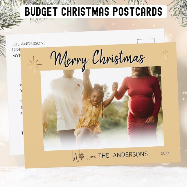 Gold Christmas Photo Custom Postcard   (Creator Uploaded)