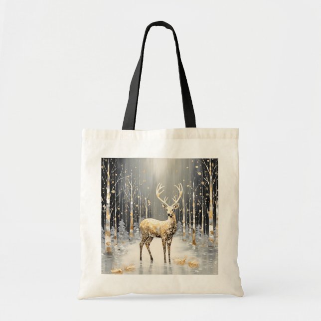 Gold Christmas Reindeer Sac fourre-tout de vacance (Devant)