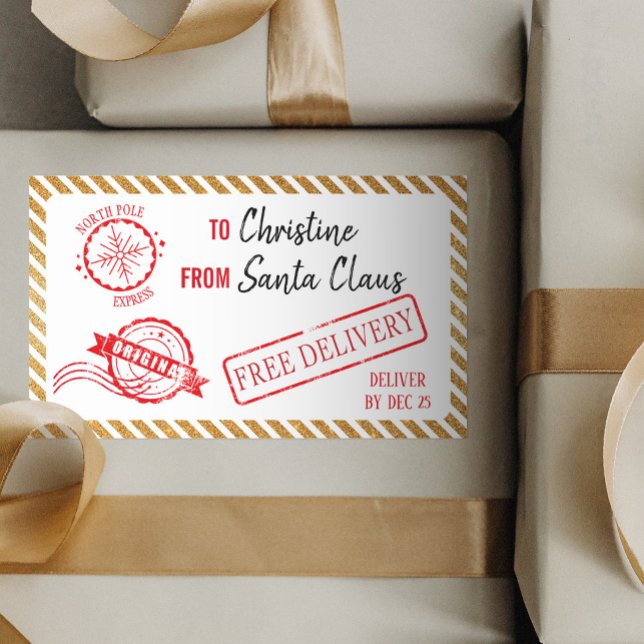 Gold Christmas Santa Gift North Pole Delivery  Sticker (Creator Uploaded)