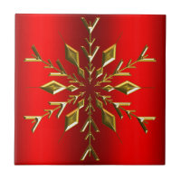 Gold Christmas Star on Red