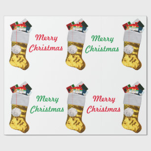 Gold Christmas Stocking Wrapping Paper