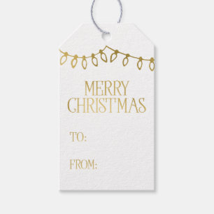 Gold Christmas String Lights Gift Tags