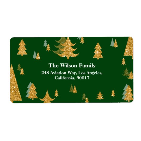 Gold Christmas Tree Address Label