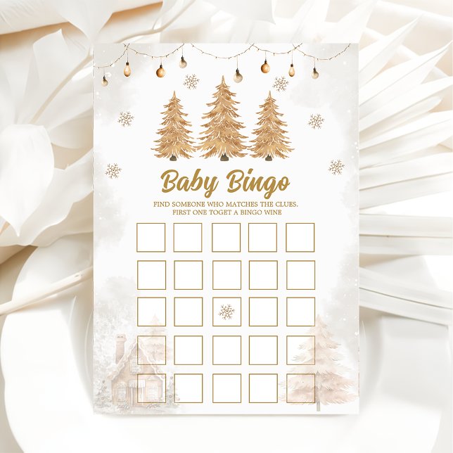  Gold Christmas Tree  Baby Bingo Baby Shower Card (Creator Uploaded)