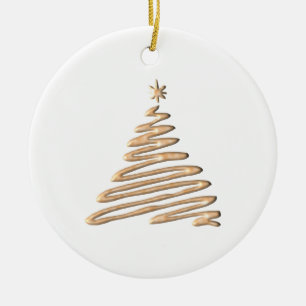 Gold Christmas Tree Ceramic Ornament