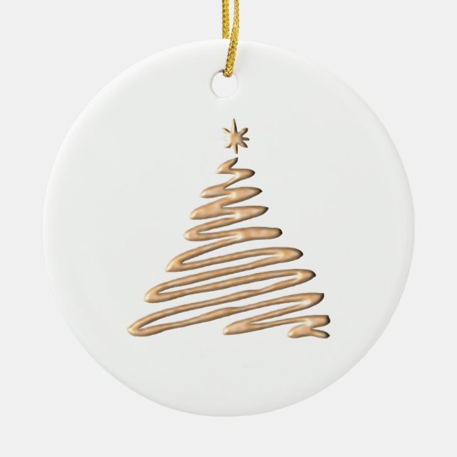 Gold Christmas Tree Ceramic Ornament (Front)