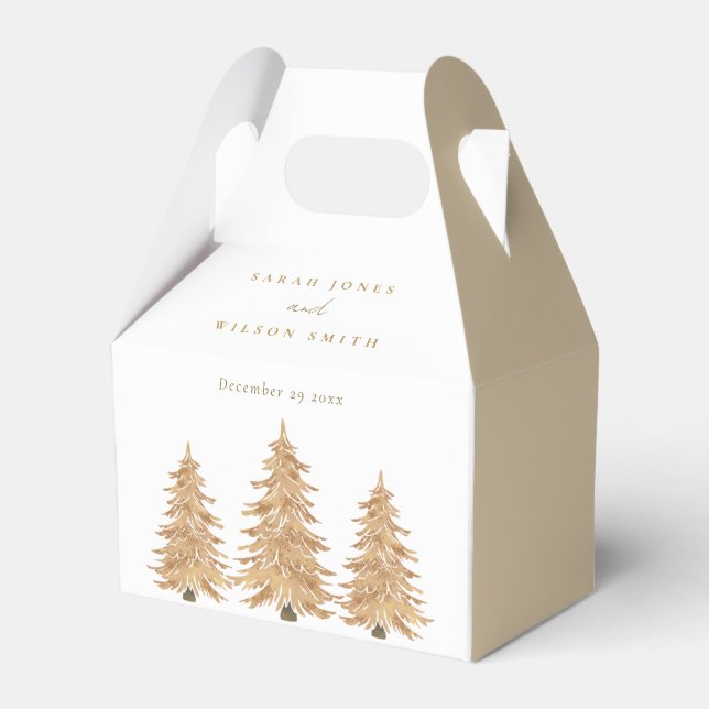 Gold Christmas Tree Christmas Party Favour Box (Front Side)