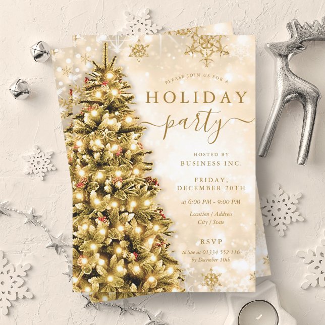 Gold Christmas Tree Company Holiday Party  Invitation (Gold Christmas Tree Company Holiday Party Invitation)